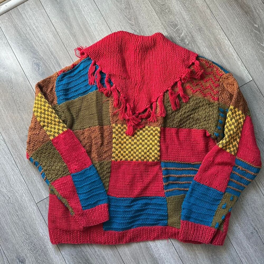 Vintage Patchwork Multicolored Patchwork Autumn Cardigan - Picture 4 of 6